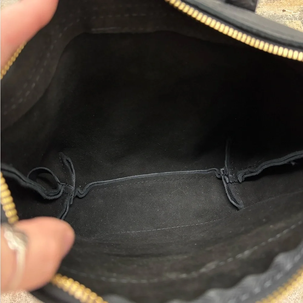 Portland Leather Black Mini Leather Backpack with Gold Hardware